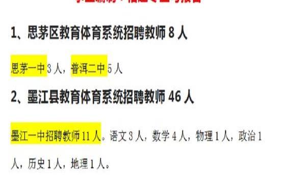 普洱市思茅区教师招聘,云南教师工资一览表 普洱市思茅区教师招聘,云南教师工资一览表